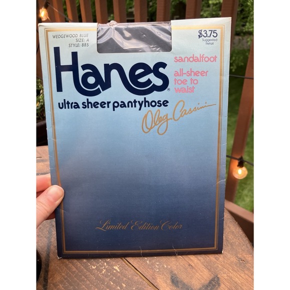 Hanes Other - Vintage Hanes Olga Cassini Pantyhose Wedgewood Blue Size A Style 885 NOS